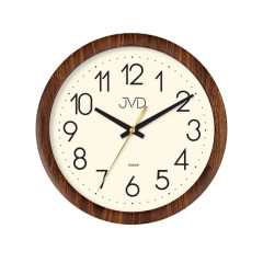 Nástenné hodiny JVD H608.3 – s tichým chodom a dizajnom tmavého dreva (22 cm)